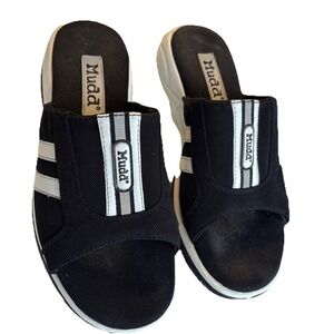 Mudd Sandals Women's Sz 6.5 Y2K 90s Vtg Black & White Chunky Slides Sporty Spice